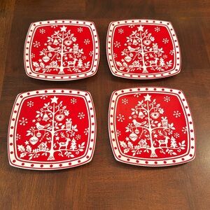Red Christmas Tree Plates Partridge Holiday Cookie Dessert 222 Fifth Tivoli